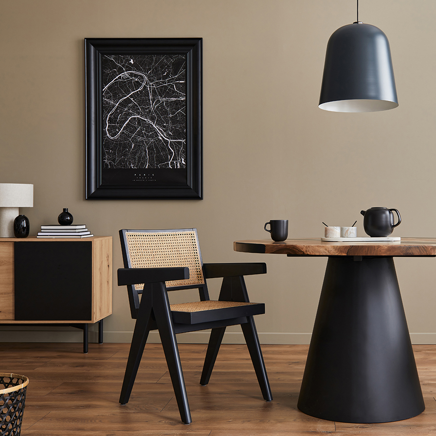 Modern composition of dining room interior